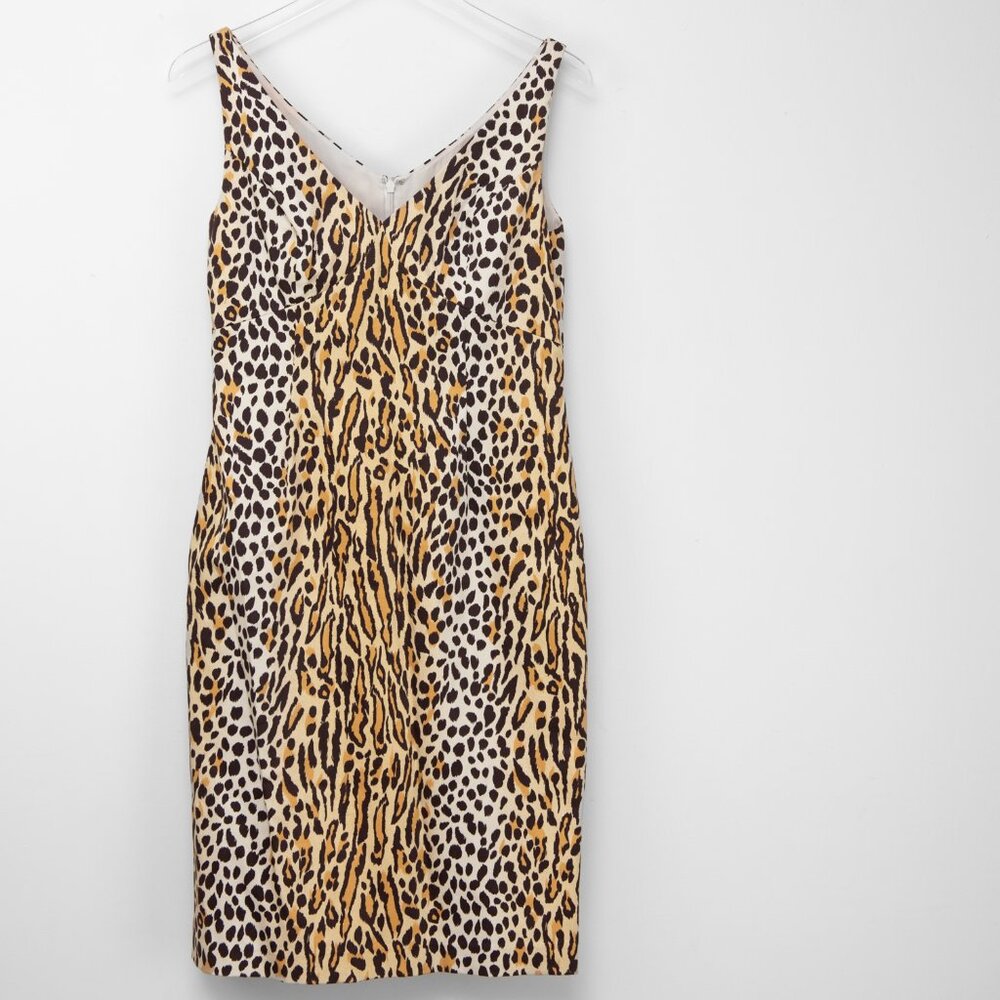 Bloomingdale's Mixed Animal Print Dress Vintage Deadstock Brown Gold Size 6 New